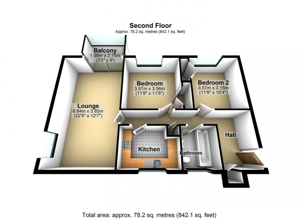 Floorplan for Woburn Court, Richmond Road, Worthing