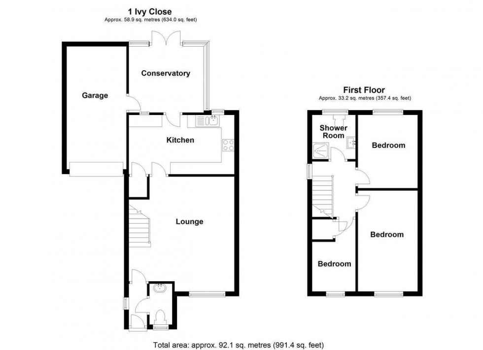 Floorplan for Ivy Close, Cannock
