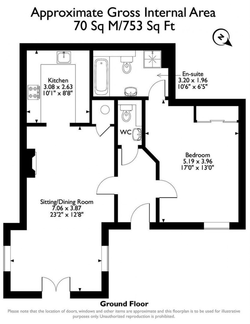 Floorplan for Apartment 6 Stoneleigh,24 Knighton Park Road