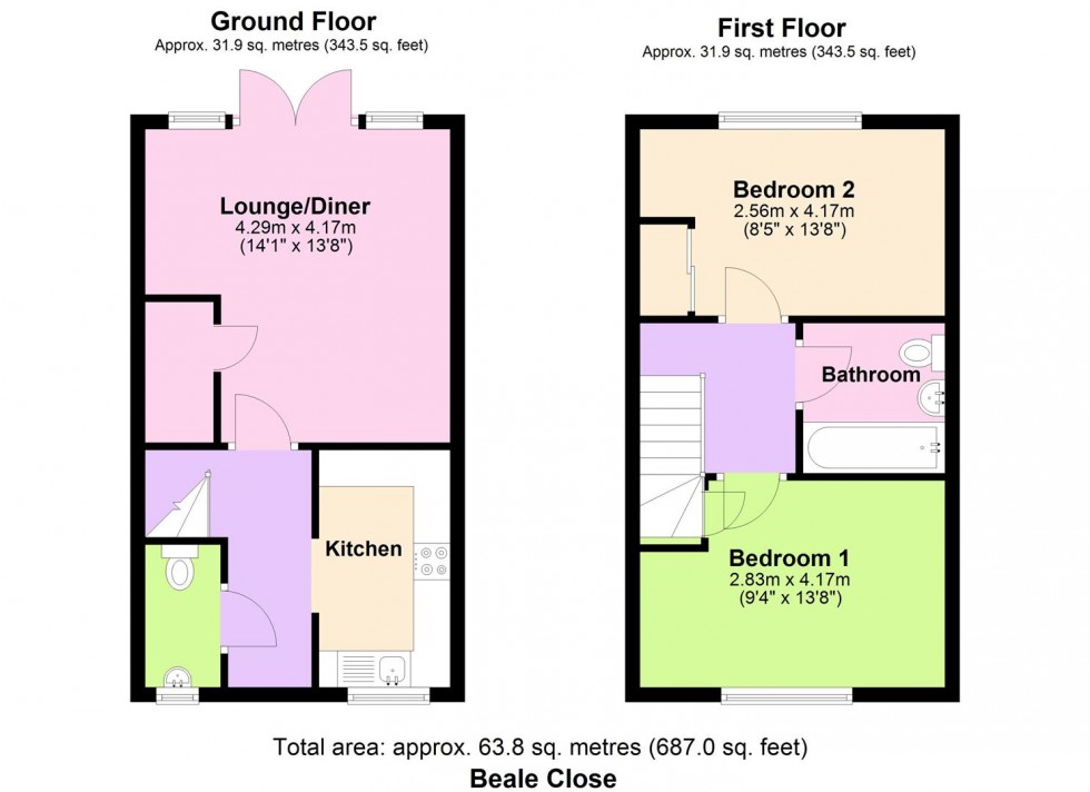 Floorplan for Beale Close,Wickhurst Green