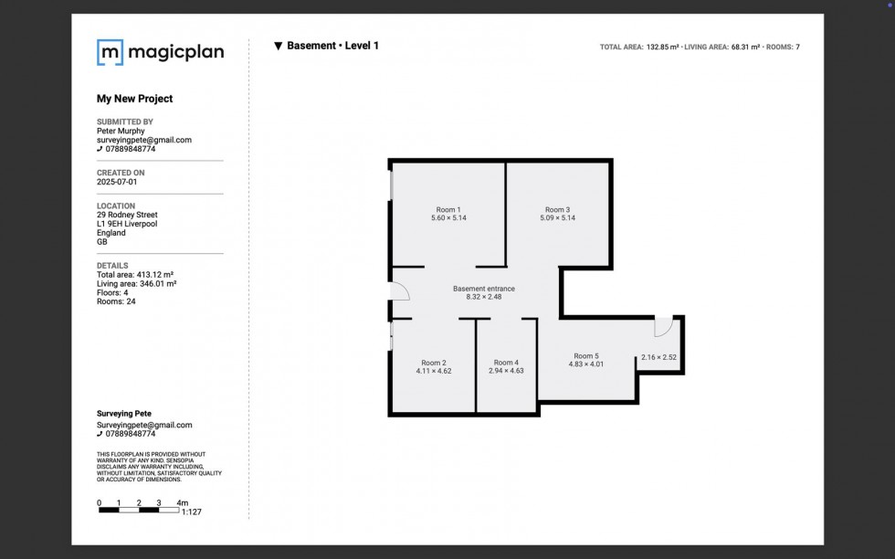 Floorplan for Rodney Street, Liverpool