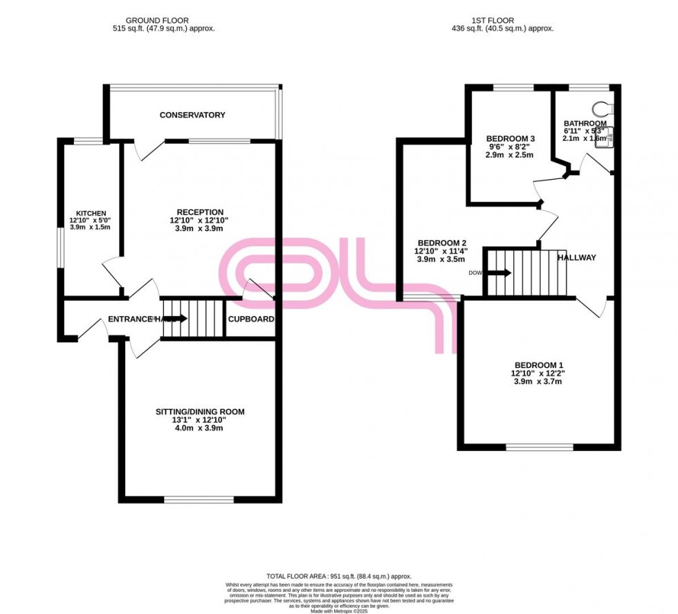Floorplan for Exley Crescent, Keighley