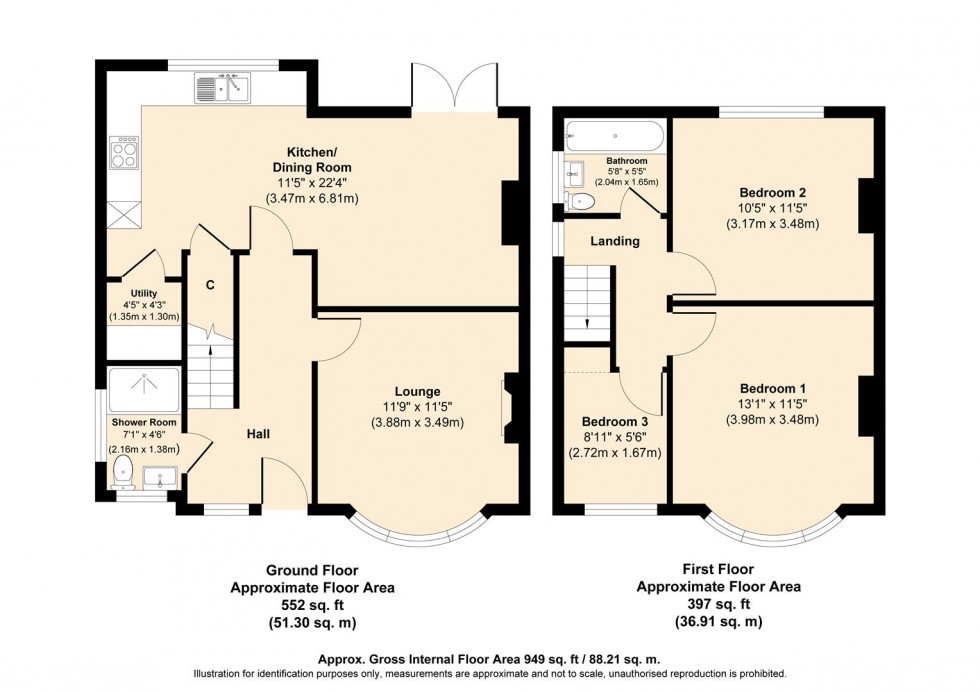 Floorplan for Beadon Avenue, Waterloo, Huddersfield, HD5